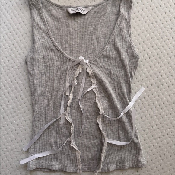 ASOS Light Gray Ribbed Top - Picture 2 of 3